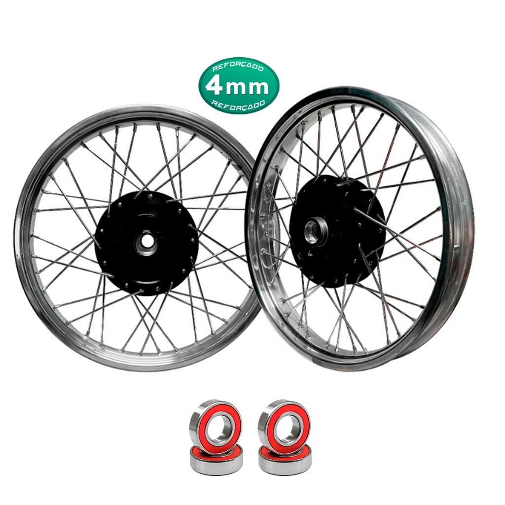 Par Aro Roda Cromada Raio 4mm Titan 150 Fan 150 Start 160 Ks Es Tambor Cubo Preto
