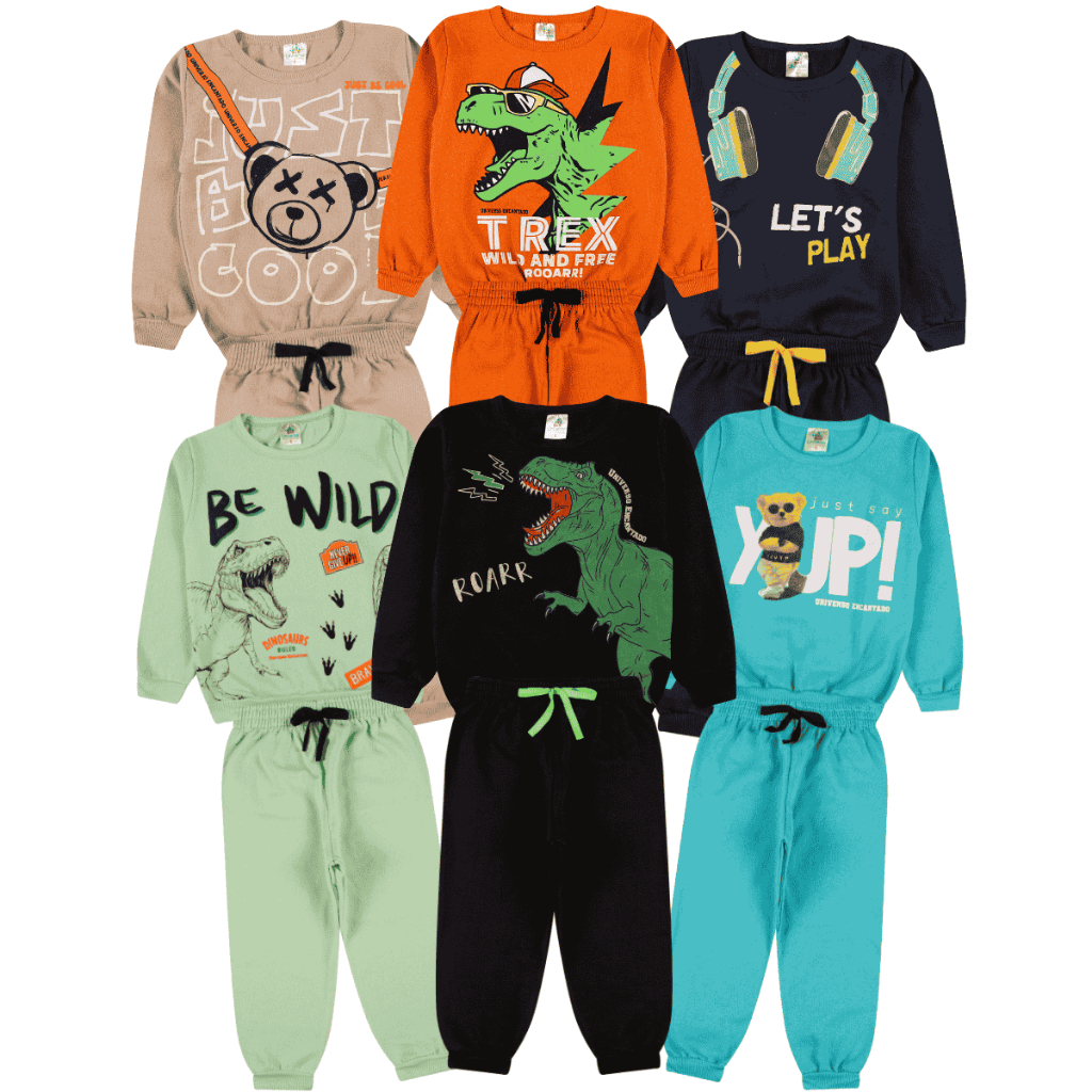 Kit Sortido 12 Peças Moletom Roupa De Bebê Menino Infantil Inverno Ou 2 Peças Moletom Roup...