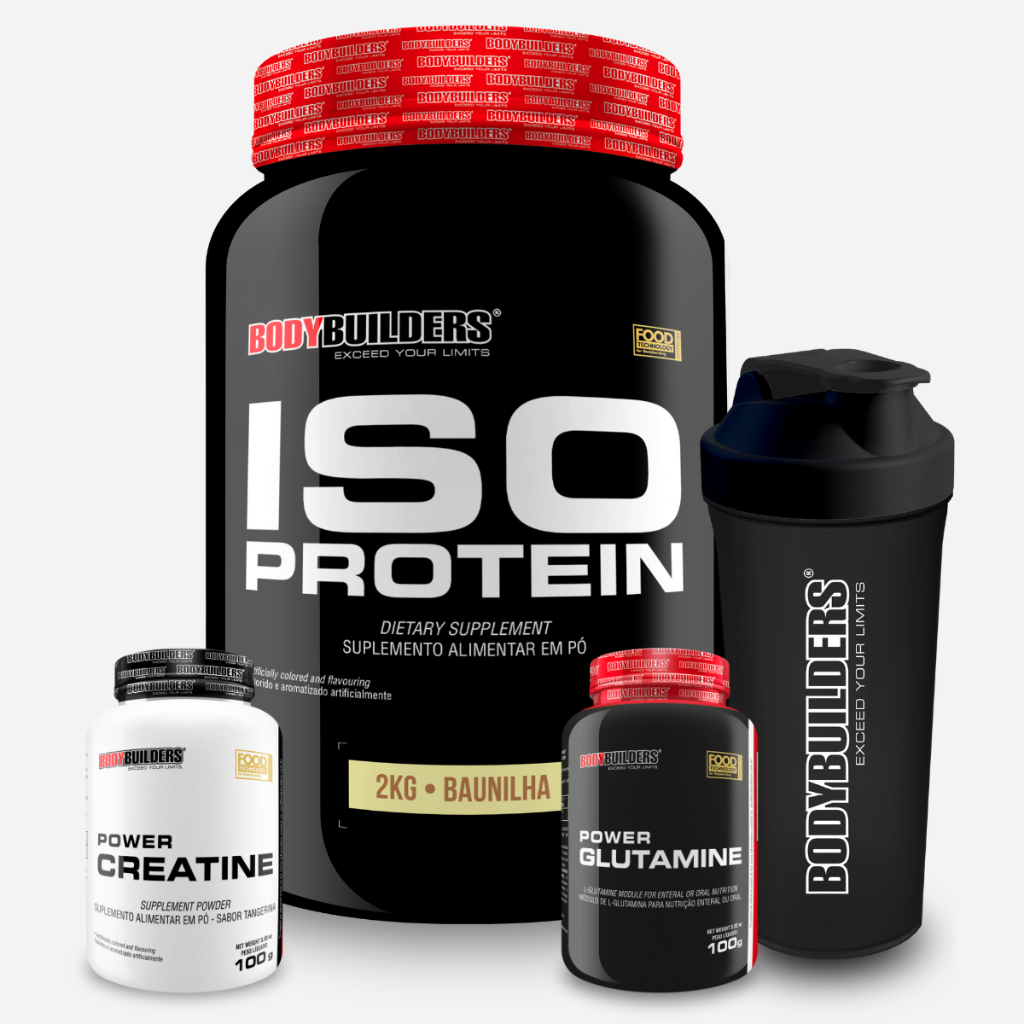 Kit Iso Protein 2kg + Power Creatina 100g + Power Glutamina 100g + Coqueteleira - Bodybuilders