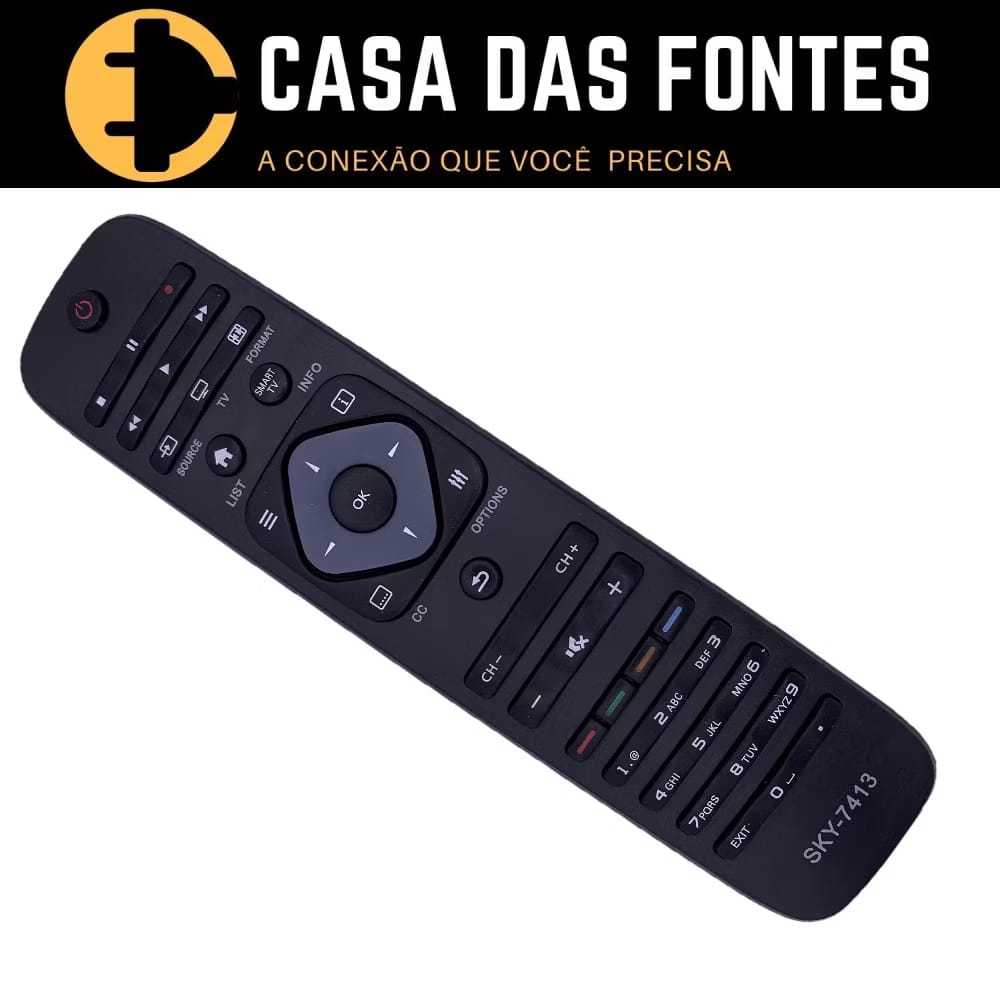 Kit com 10 Controle Remoto Philips Preto Led Smart 7413