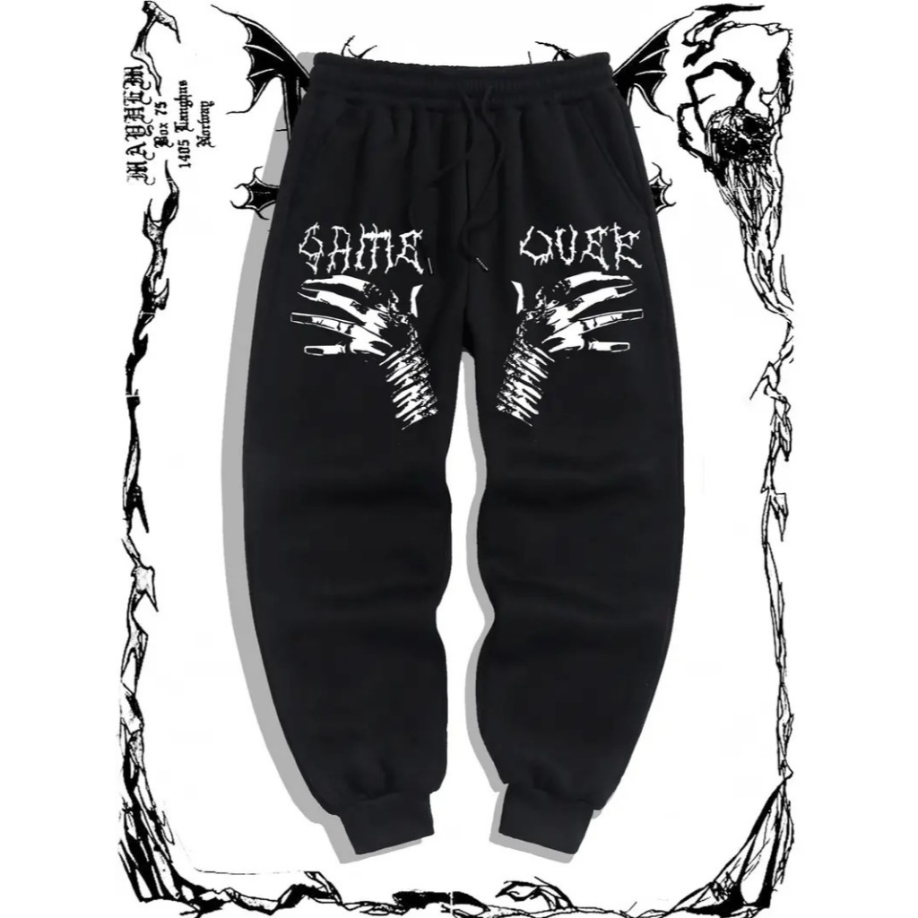 Calça de Moletom Mãos Esqueléticas Jogger Masculina Feminina Sport Academia Treino Casual Flanelada