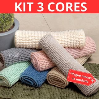Kit 3 Tapete Bolinha Banheiro Microfibra Dedinho Antiderrapante Alta Absorção Macio 38 X 58cm Rozac em Oferta na Shopee