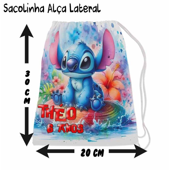 Kit Mochilinha Sacolinha Mochila Saco Sacochila Saquinho Lembrancinha Brinde Aniversario Personalizadas LiLo Stich