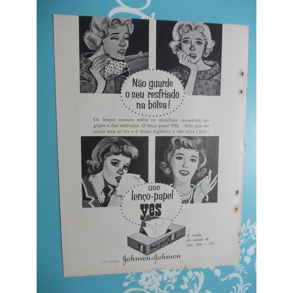 Propaganda Antiga Da Revista Seleções - Lenço-Papel Yes Johnson & Johnson