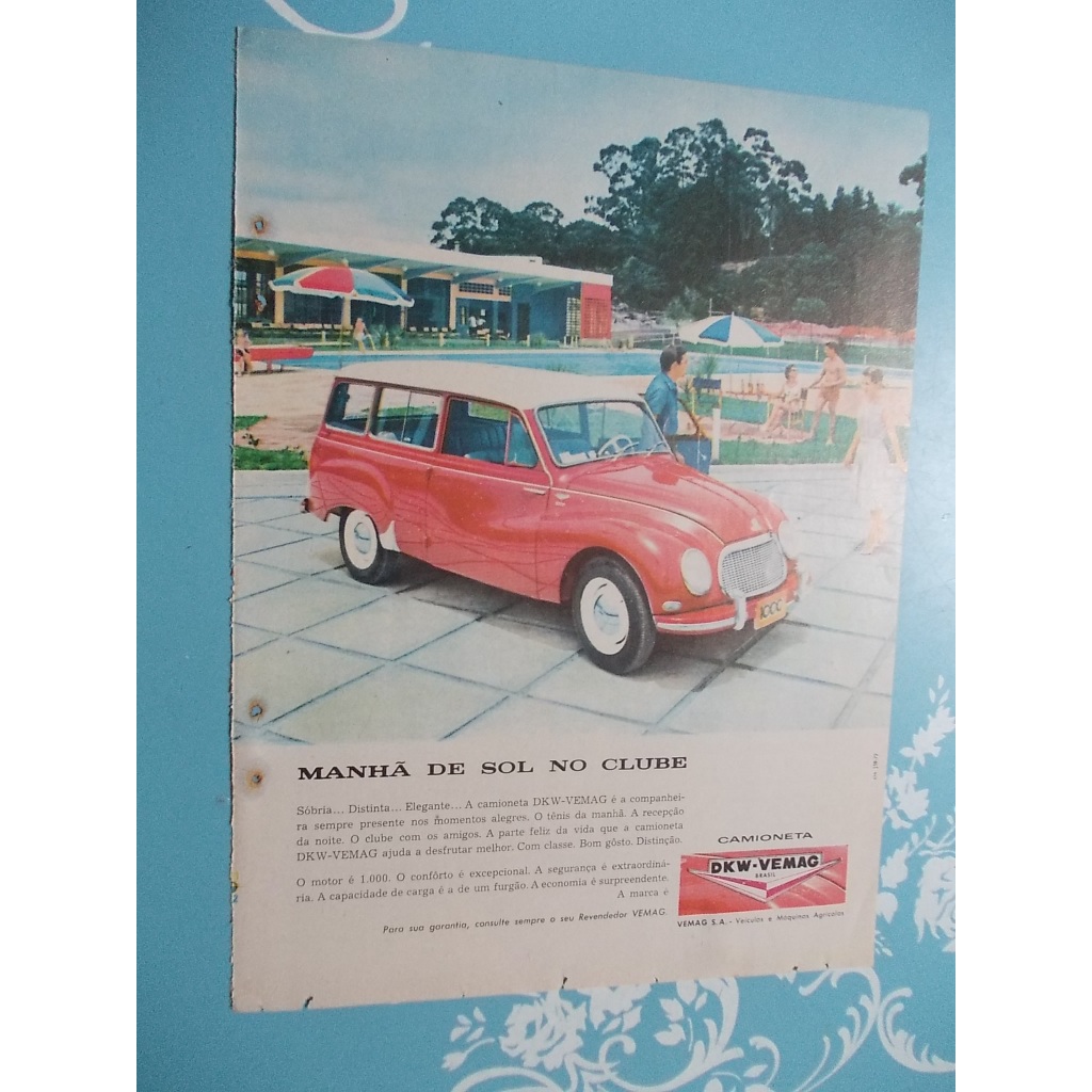 Propaganda Antiga Da Revista Seleções - DKW-Verão Vemag. Manhã De Sol No Clube