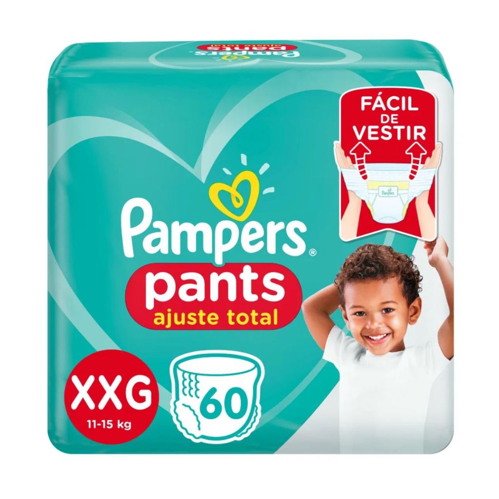Fralda Infantil Pampers Pants Ajuste Total XXG Com 60 Unidades em Oferta na Shopee