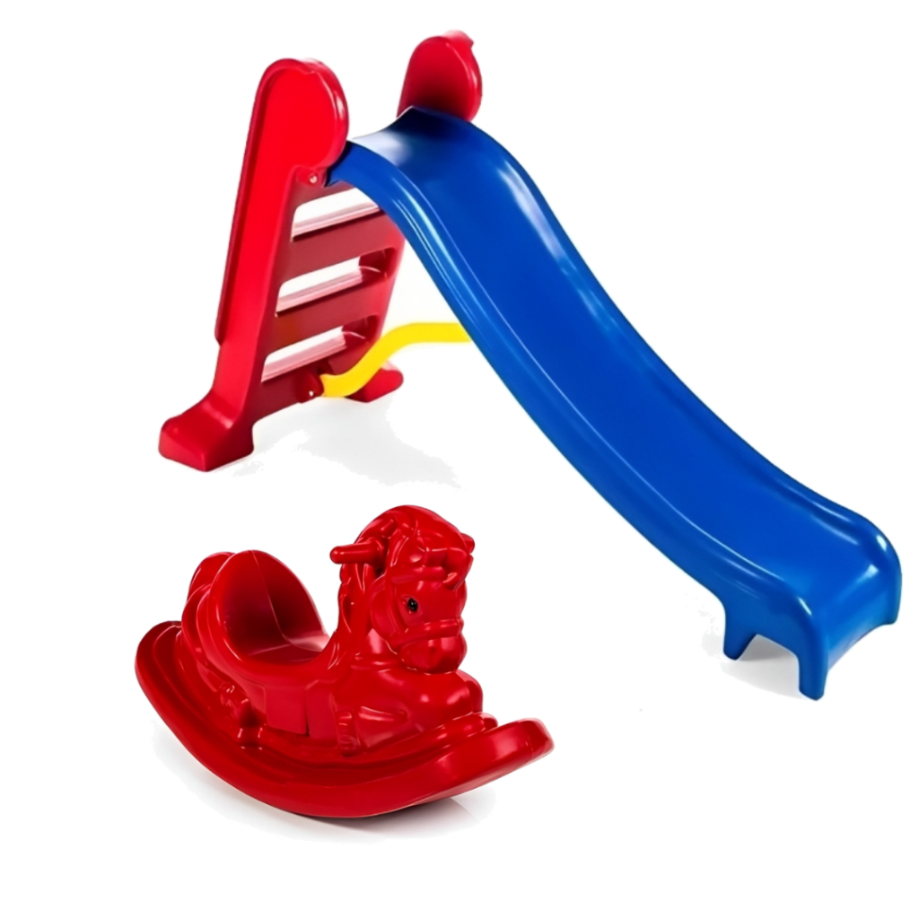 Escorregador Infantil + Gangorra Cavalinho 1 Lugar em Oferta na Shopee
