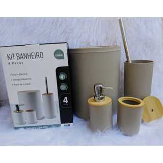 Kit Banheiro Conjunto Acessórios Lixeira Lavabo 4 Peças Luxo em Oferta na Shopee