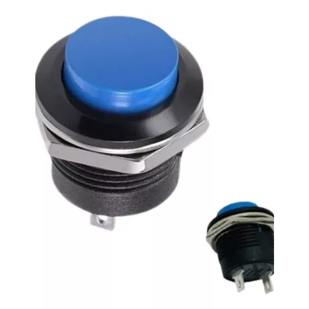 Chave Push Button R13-507 Azul Tipo Start Bujão Sem Trava