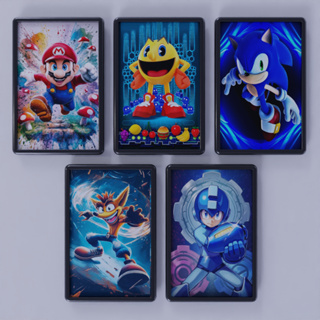 Kit de 5 Quadros Decorativos Tema Games Sonic Mario  - Decoração de Parede com Moldura PS 30x20 cm em Oferta na Shopee