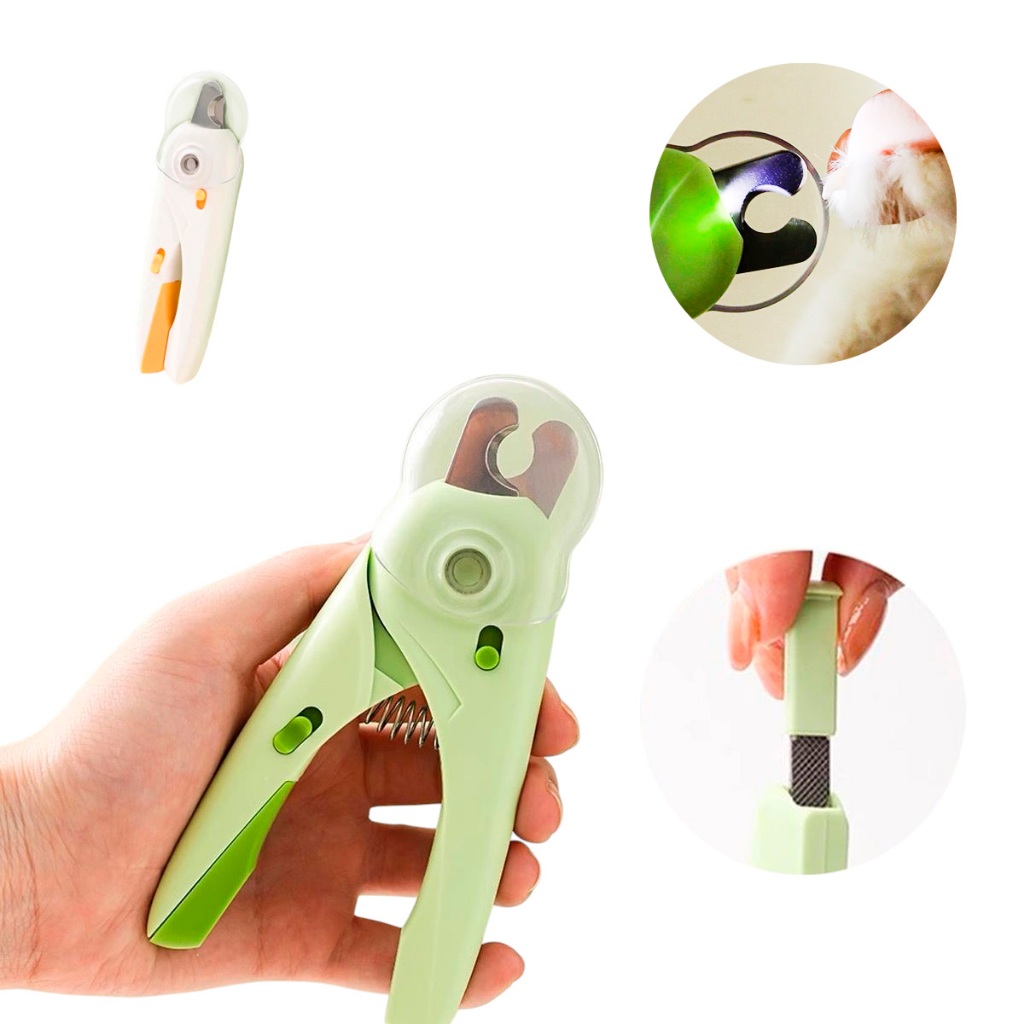Alicate Cortador de Unhas Tesoura Pet Gato Cão Cachorro com Luz Lixa