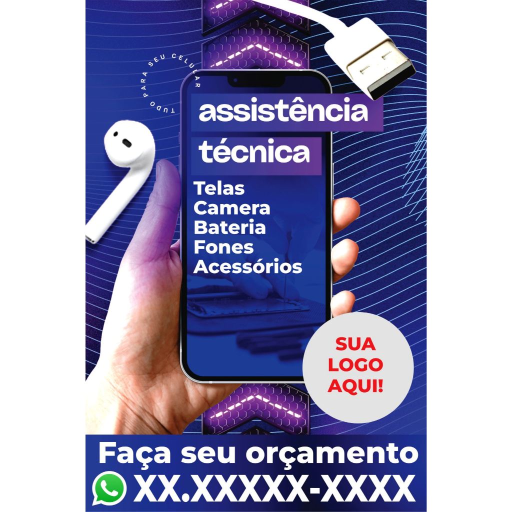 Banner loja conserto de celular 60x90 ARTE PRONTA