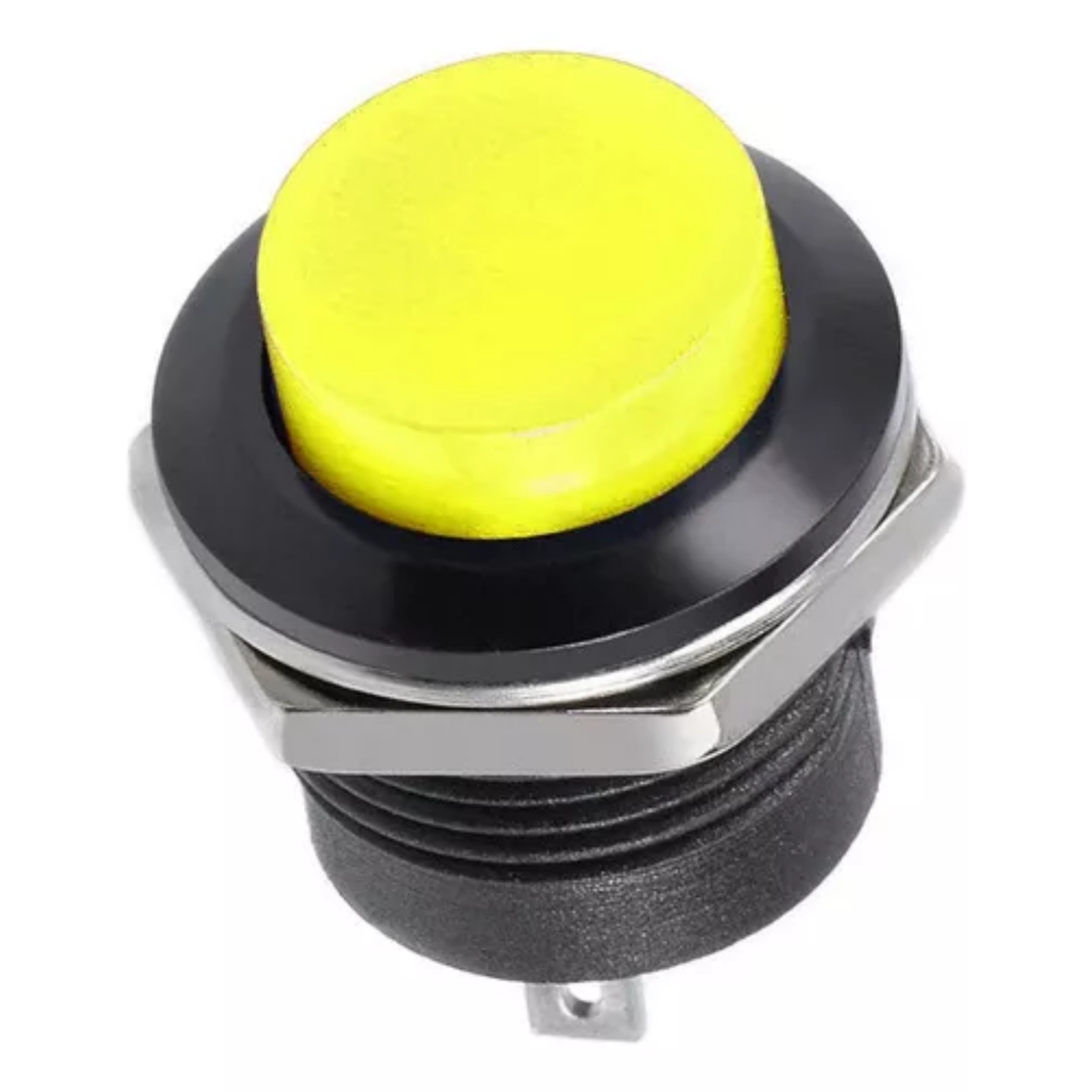 Chave Push Button R13-507 Amarela Tipo Start Bujão Sem Trava