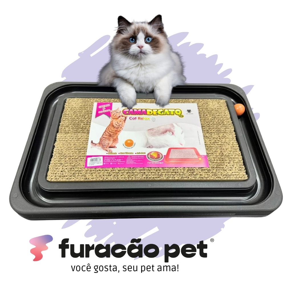 Arranhador para Gatos com Bolinha Cama de Gato Cat Relax Furacão Pet Grande Interativo Anti-Stress