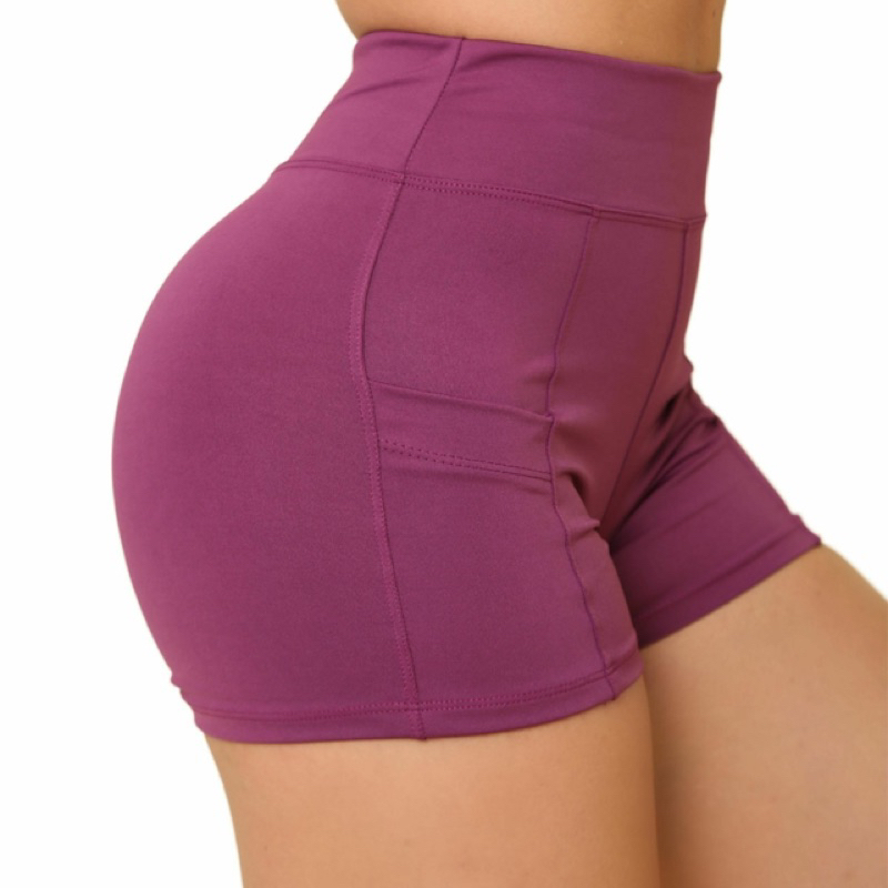 Short Academia Feminino Fitness Com Bolsos Lateral Zero Transparência Confortável Envio Imediato