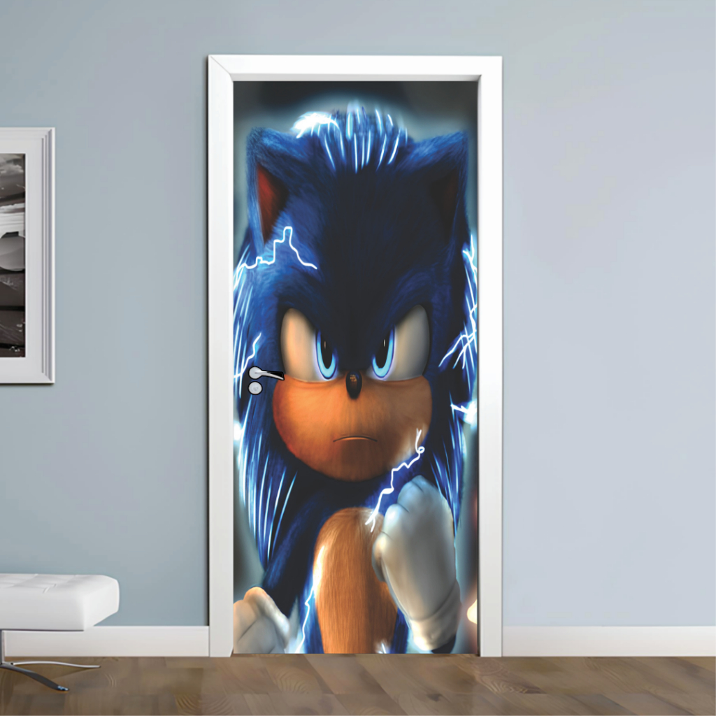 Adesivos Sonic, Tails e Knuckles para Porta 210x90 cm