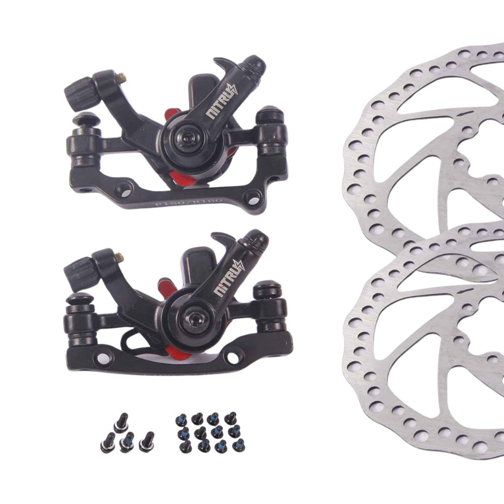 Kit Freio a Disco Bike Bicicleta Pinças Dianteira e Traseira + Rotor Nitrus 160mm