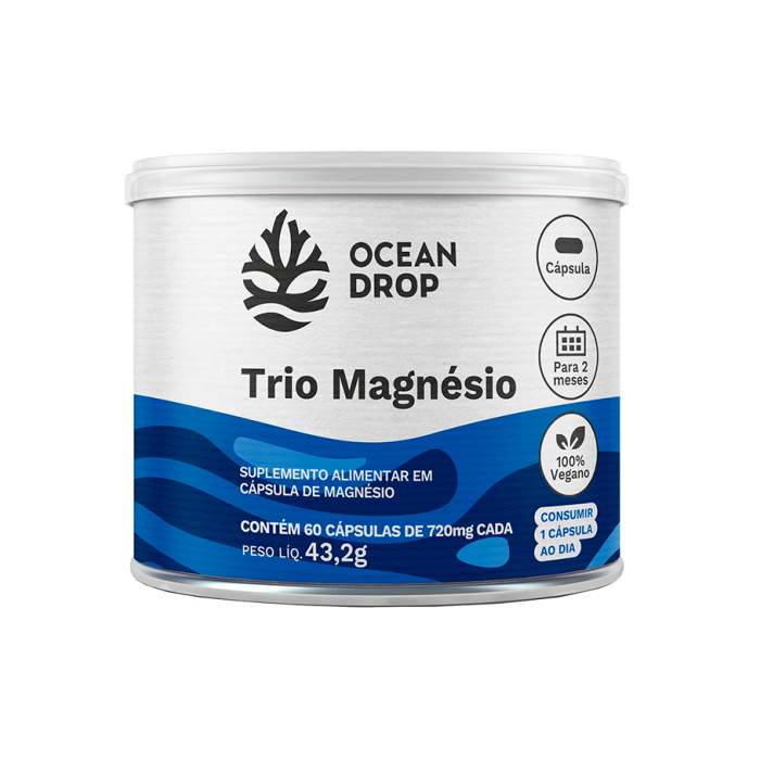 Trio Magnésio(Malato,Bisglicinato e Óxido de Magnésio) 60 caps - Ocean Drop em Oferta na Shopee