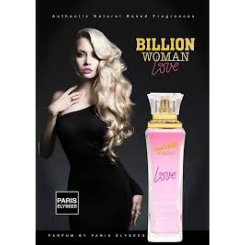 Perfume Paris Elysees Billion Woman Love 100ml Original-Doce-Caramelo-Baunilha e Alta Projeção