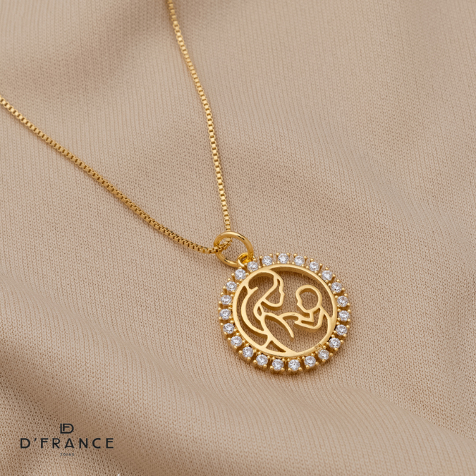 Colar Feminino Amor de Mãe Com Zircônias Importadas em Ouro 18K - Dia das Mães em Oferta na Shopee