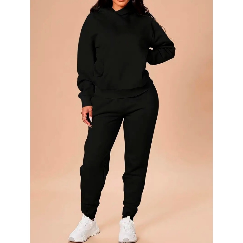 Conjunto de Moletom Canguru Capuz Bolso Liso + Calça Feminino Masculino Algodão Unissex em Oferta na Shopee