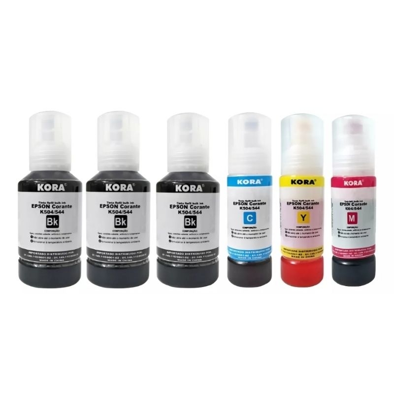 Kit 6 Refil Para Epson T504 L4150 L4160 L4260 L6161 L6171 Tinta  Color