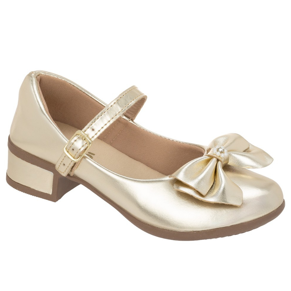 Sapatilha Feminina Menina Salto Grosso Infantil Boneca Laço Confortável Klicpé