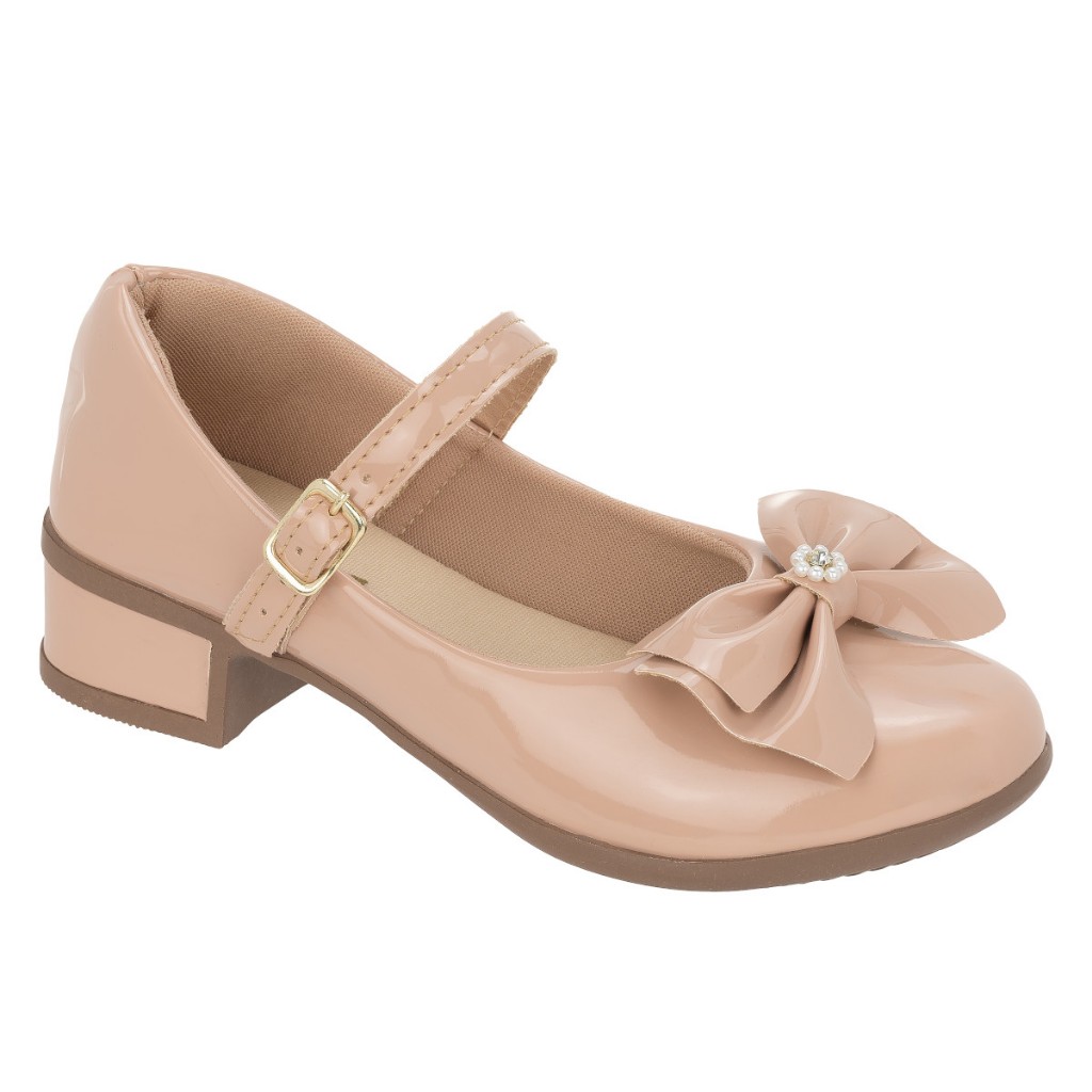 Sapatilha Infantil Feminina Salto Grosso Menina Boneca Confortável Laço Klicpé