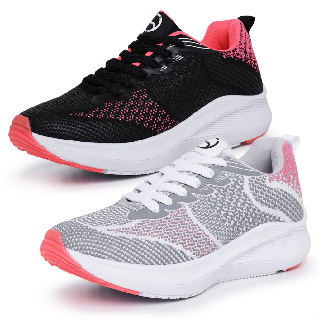 Kit 2 Tênis Esportivo Feminino Academia Treino Caminhada Macio Conforto Combo