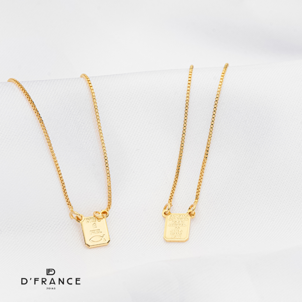 Escapulário Deus é Fiel / Pai Nosso Banhado a Ouro 18K - D France Semijóias em Oferta na Shopee