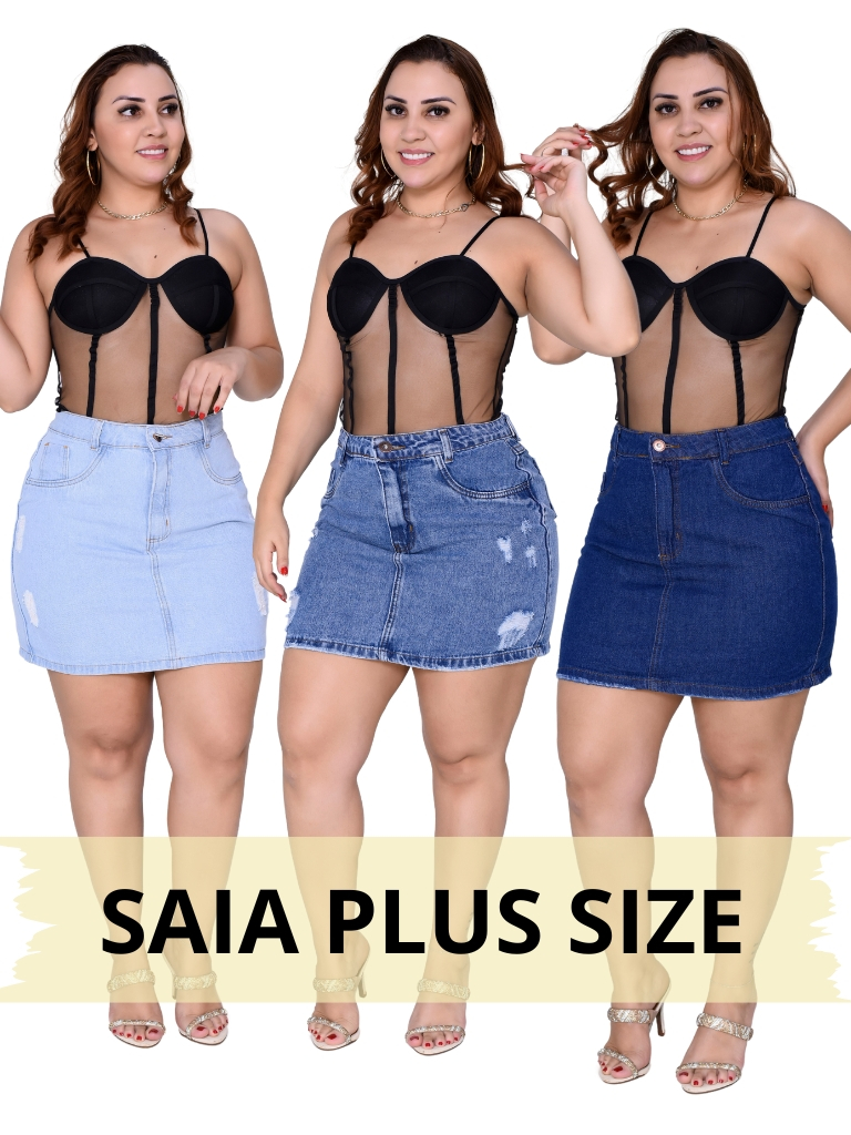 SAIA JEANS PLUS SIZE CURTA MINI 2025 em Oferta na Shopee
