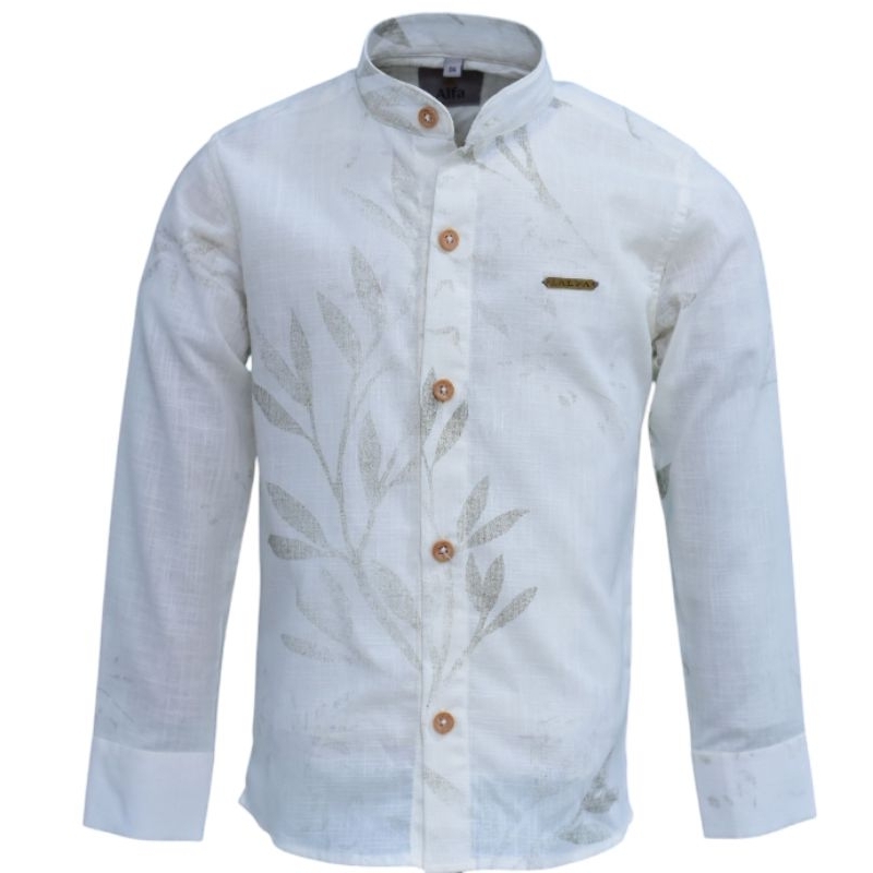 Camisa Social Manga Longa Estampada Floral Gola Padre Infantil Juvenil Masculino Alfa 1567