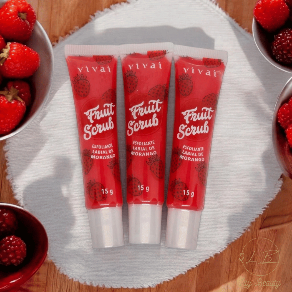 Esfoliante Labial Brilho Batom Gloss Lip Fruit Scrub Morango Vivai