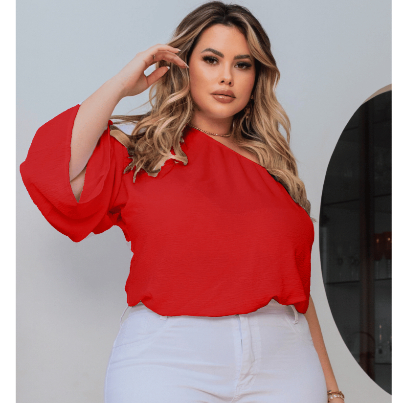 Blusa Bata Feminina Plus Size Mula Manca Cropped Elástico Ajustável Soltinha Disfarça Barriga Casual