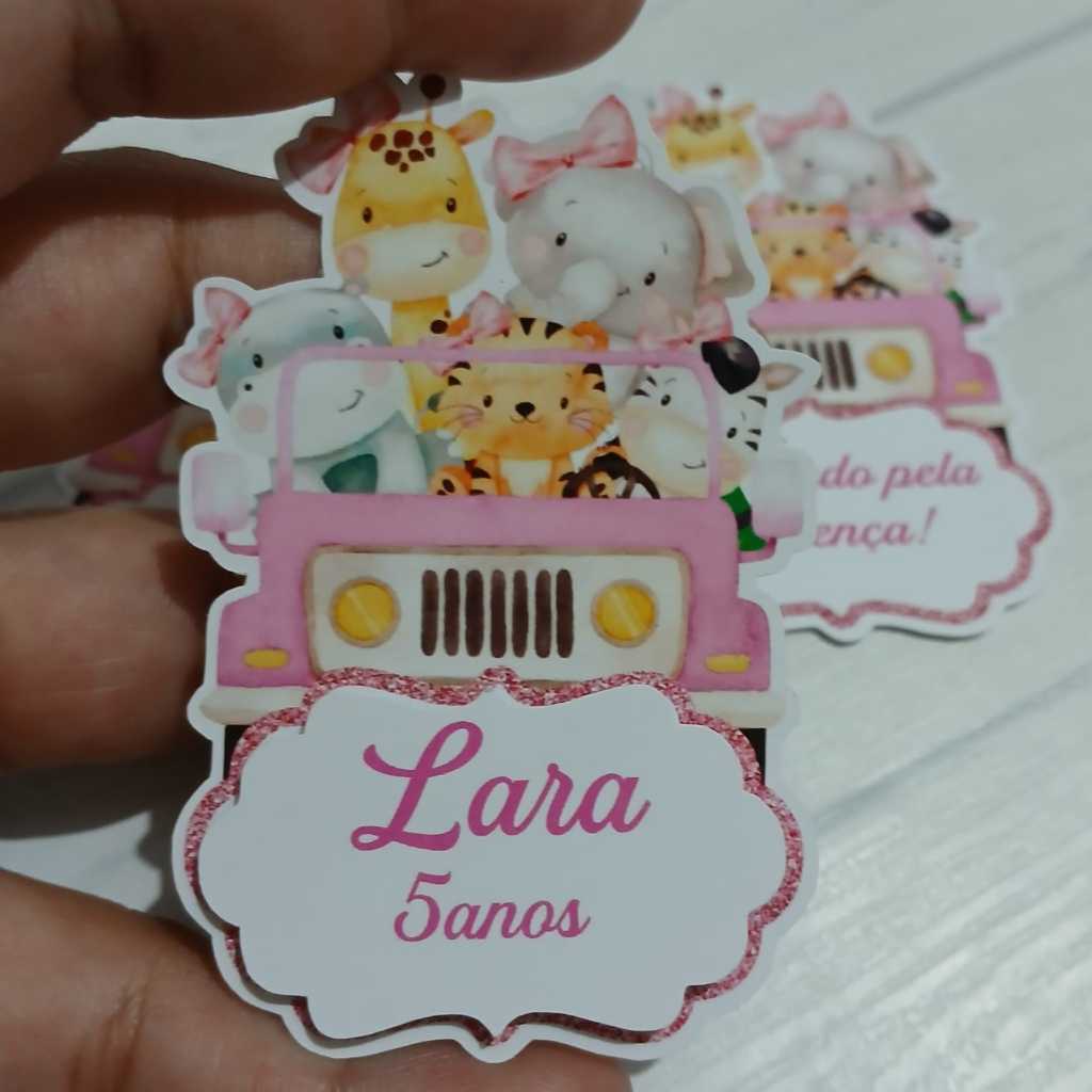 Apliques para Tubetes Safari Menina - Festa infantil - Lembrancinhas personalizadas - kit festa mimo