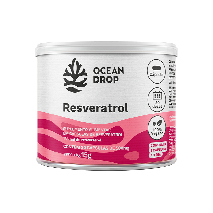 Resveratrol 30 Cápsulas de 500mg - Ocean Drop em Oferta na Shopee
