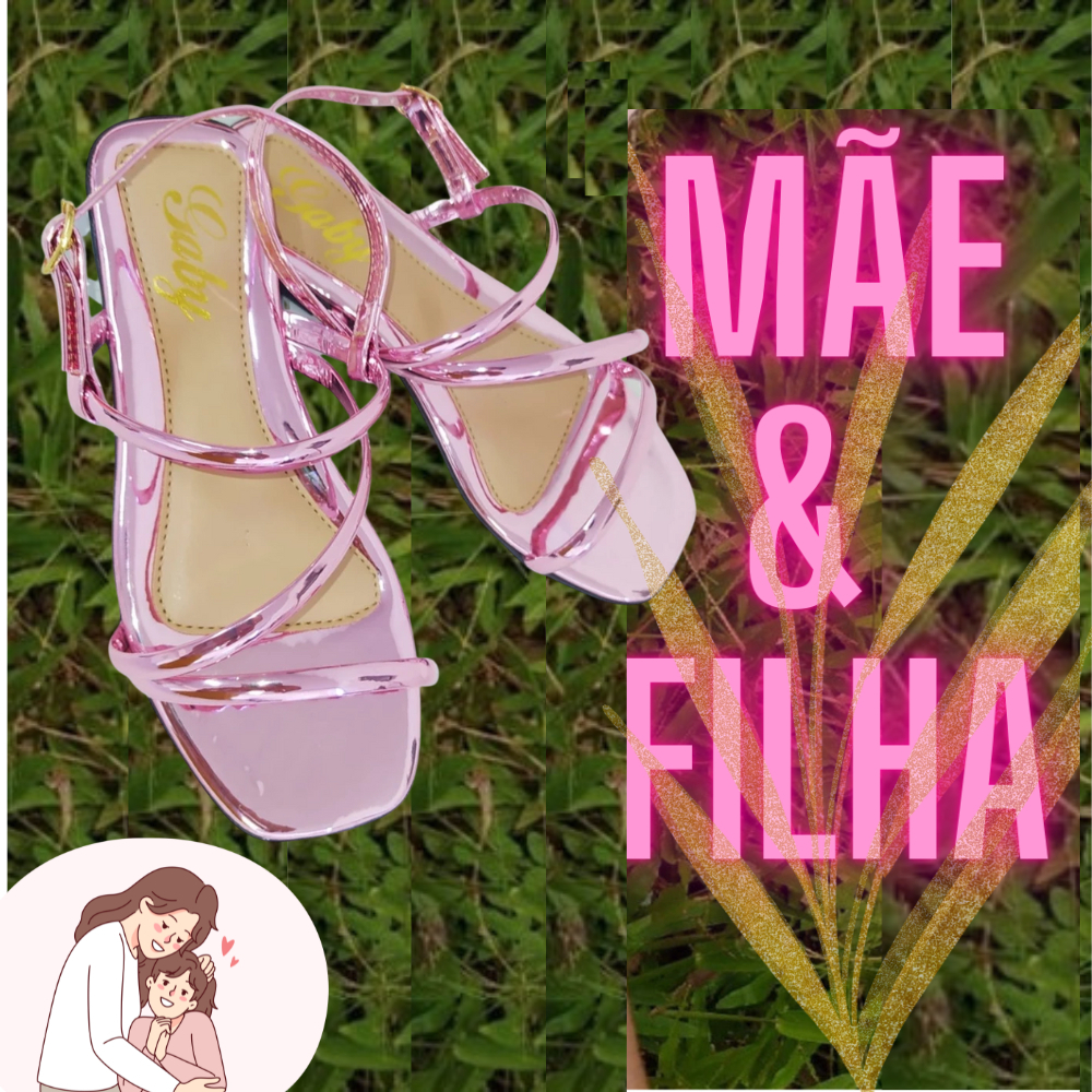 Rasteirinha KIT Mãe e Filha Tiras Rose Gold Moda Feminina Loja da Fabrica