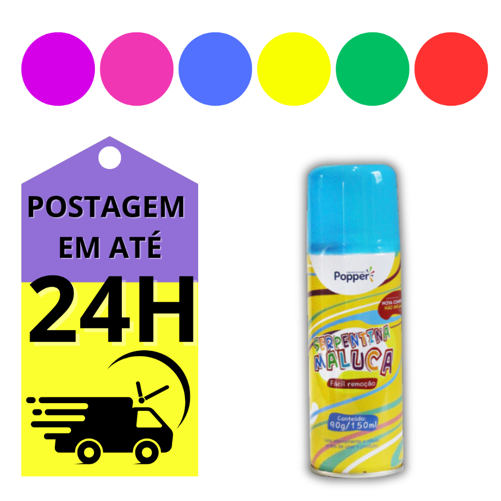 SERPENTINA Spray Colorido Maluca Folia Brincadeira Top Carnaval Brincadeira Divertido