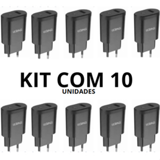 Kit Com 10 Fonte Carregador Turbo 5.1A Com 2 Entradas  USB e TIPO-C Charger Bivolt em Oferta na Shopee