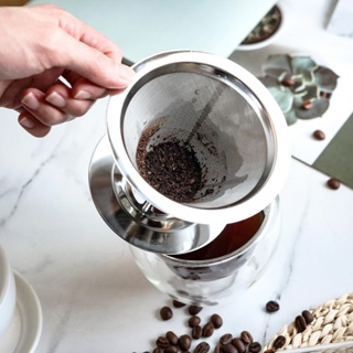 Filtro De Café Coador Inox Reutilizável Pour Over em Oferta na Shopee