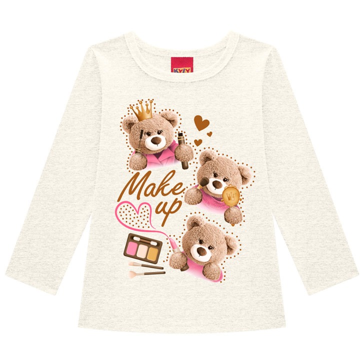 Camiseta manga longa infantil menina KYLY inverno tamanho 1/2/3/4/6/8