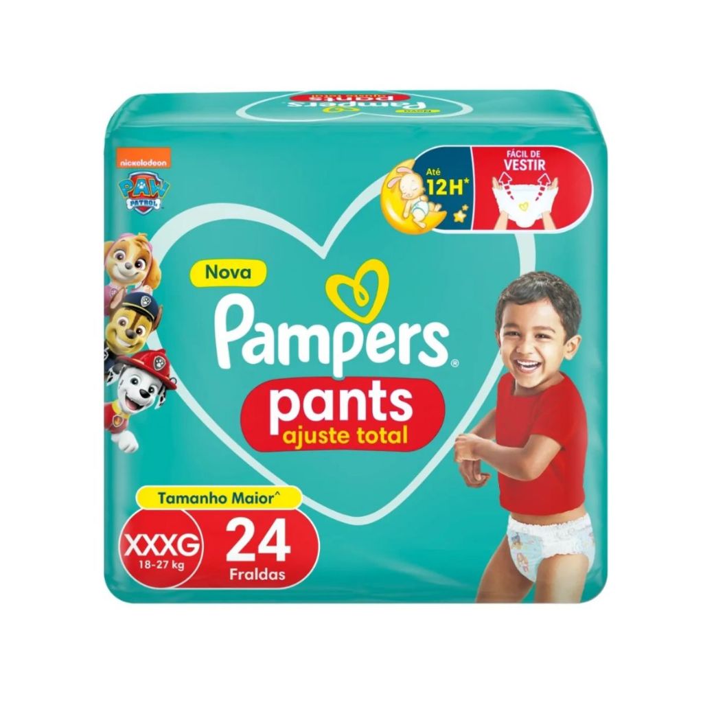 Fralda Infantil Pampers Pants Ajuste Total  Patrulha Canina XXXG Com 24 Unidades em Oferta na Shopee
