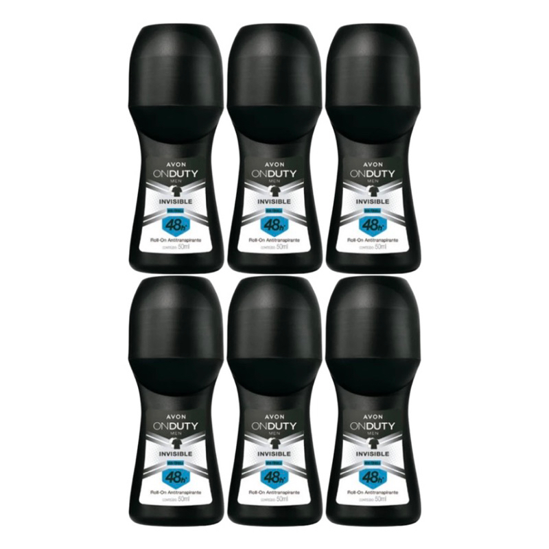 Kit com 6 Desodorantes Roll-on On Duty Invisible 48h Men-Avon