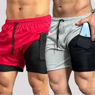 Shorts Fitness 2 Em 1 Bermuda Treino Academia Masculino em Oferta na Shopee