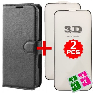 KIT Capa Capinha Carteira Flip + 2 Película de vidro 3D Para Motorola G04 G14 G24 G34 G54 G84 em Oferta na Shopee