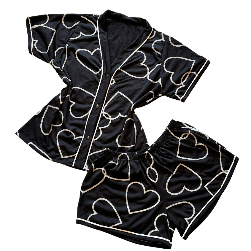 Pijama Americano Gola V Adulto Feminino Blogueira Verão  Amamentação abertura de botões Short doll em Oferta na Shopee