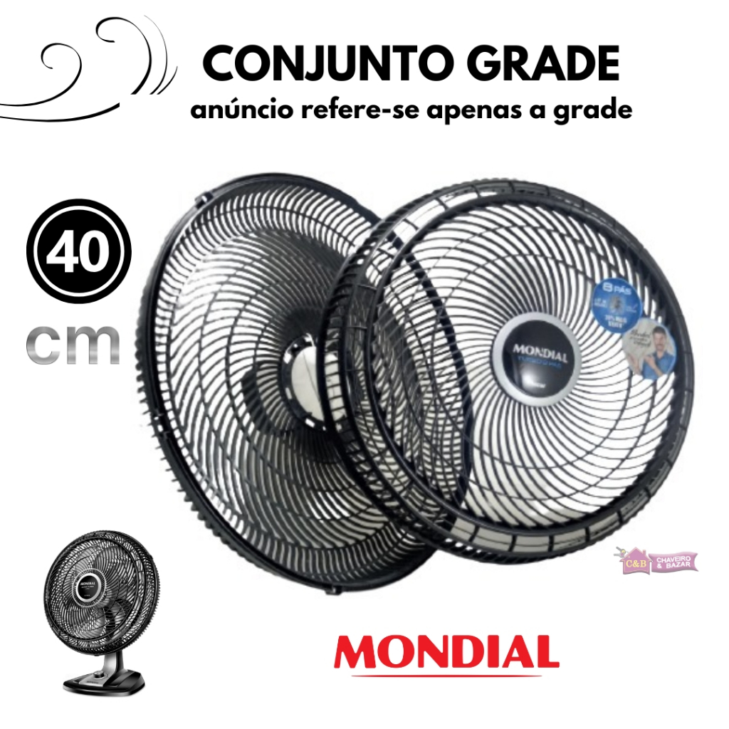 Conjunto de Grades Traseira Dianteira Ventilador Mondial VTX-40