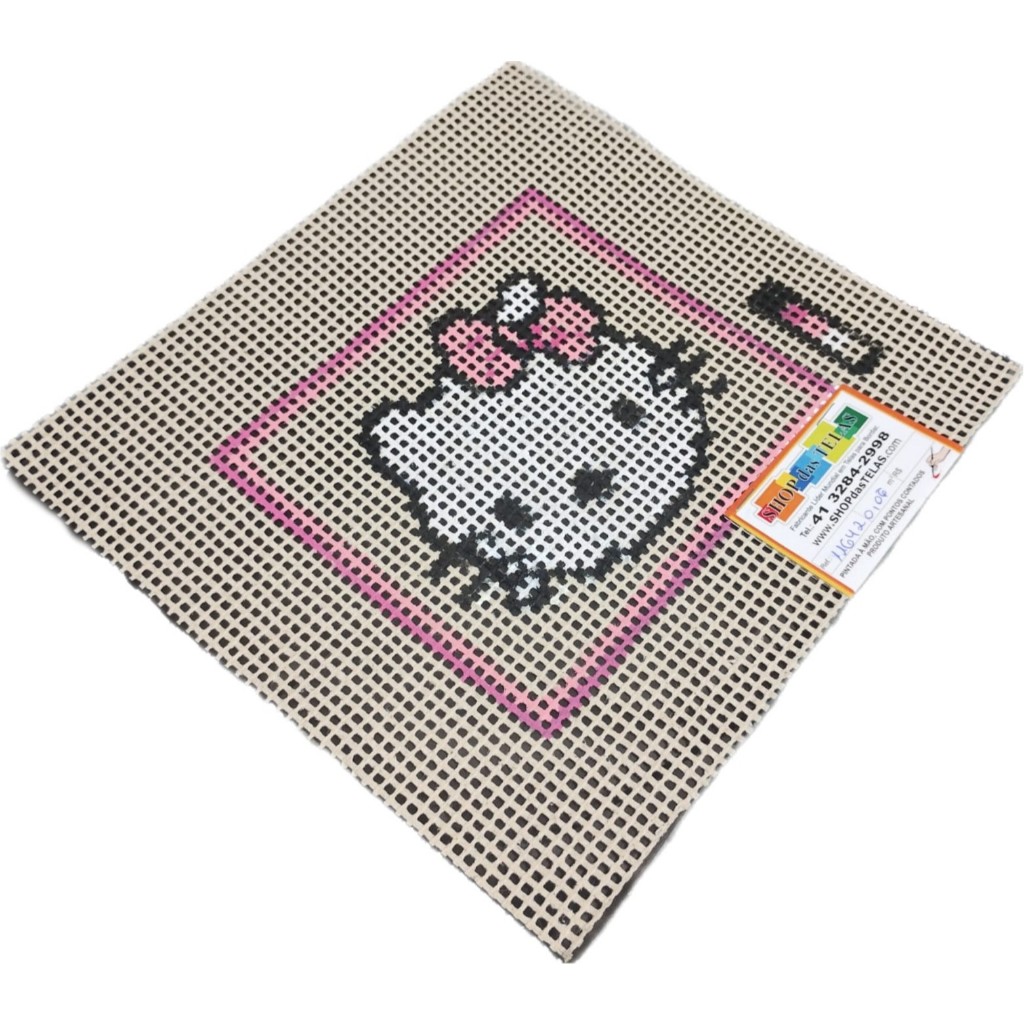 Kit para Bordar Hello kit (11642) Quadro Infantil Tela pintada + Lãs Paratapet + Agulha + Manual