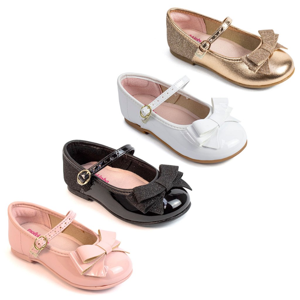 Sapatilha Molekinha Infantil Menina Bebê Laço Brilho 2106