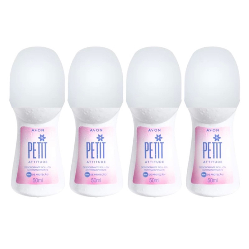 Kit com 4 Desodorantes Roll-on Petit Attitude 48ml-Avon em Oferta na Shopee